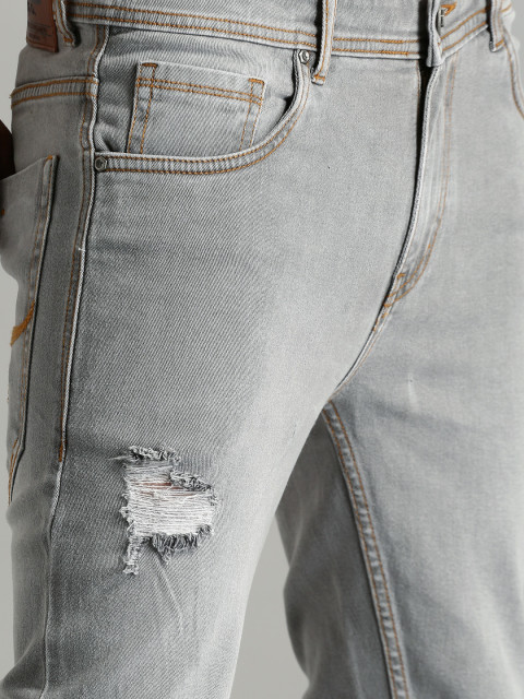 Skinny Fit Mid-Rise Mildly Distressed Stretchable Jeans