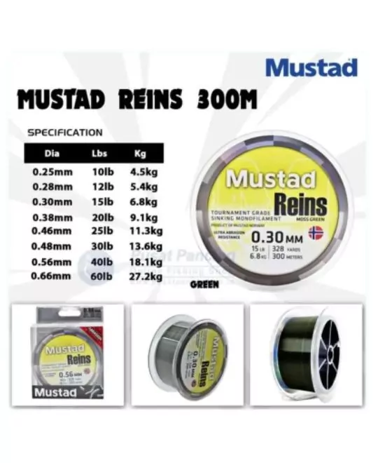 MUSTAD MRM300 Reins Monofilament - Premium - 300 Meter Spool