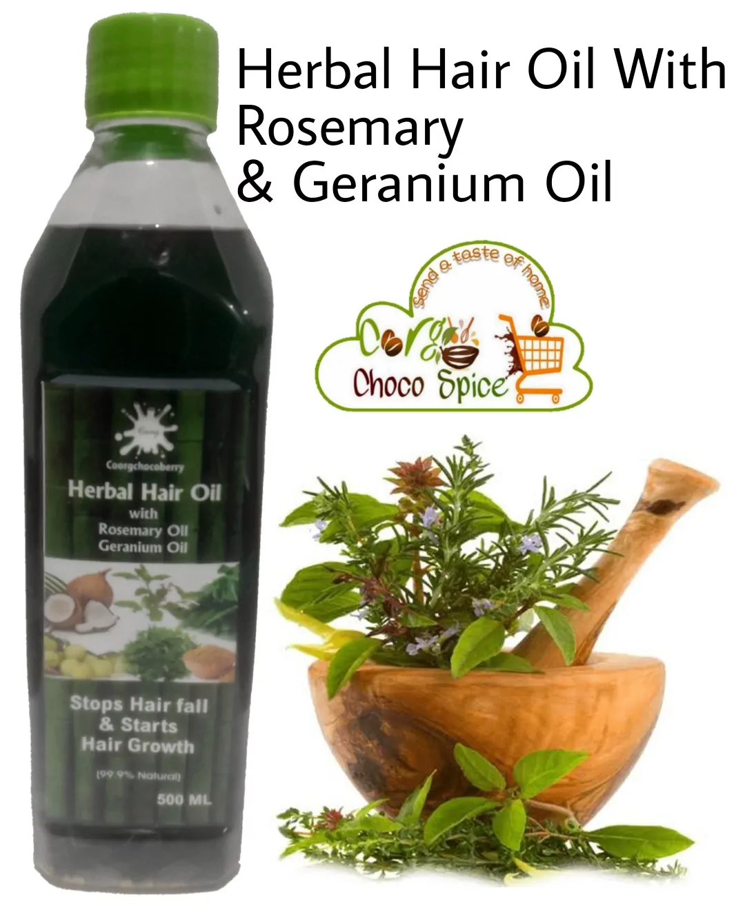 Buy Herbal Hair Oil With Rosemary Oil & Geranium Oil 500 Ml - Stop Hair Fal