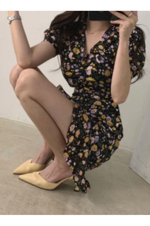 Wallingcart Stylish  Flower Pattern dress  for women