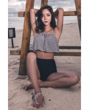 Vancii sleeveless black & grey swimwear