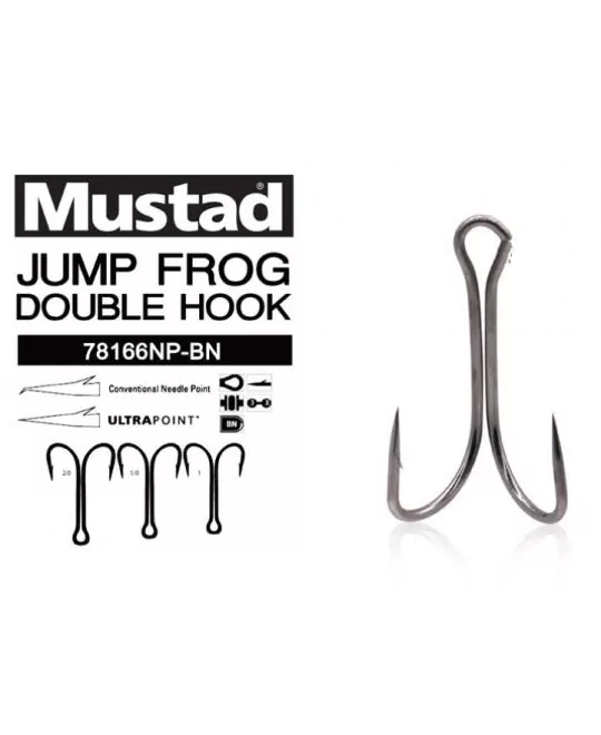MUSTAD 78166 NP BN Double Hook for Soft Frogs - Replacement Hooks: Hooks  Online at Pelagic Tribe Shop